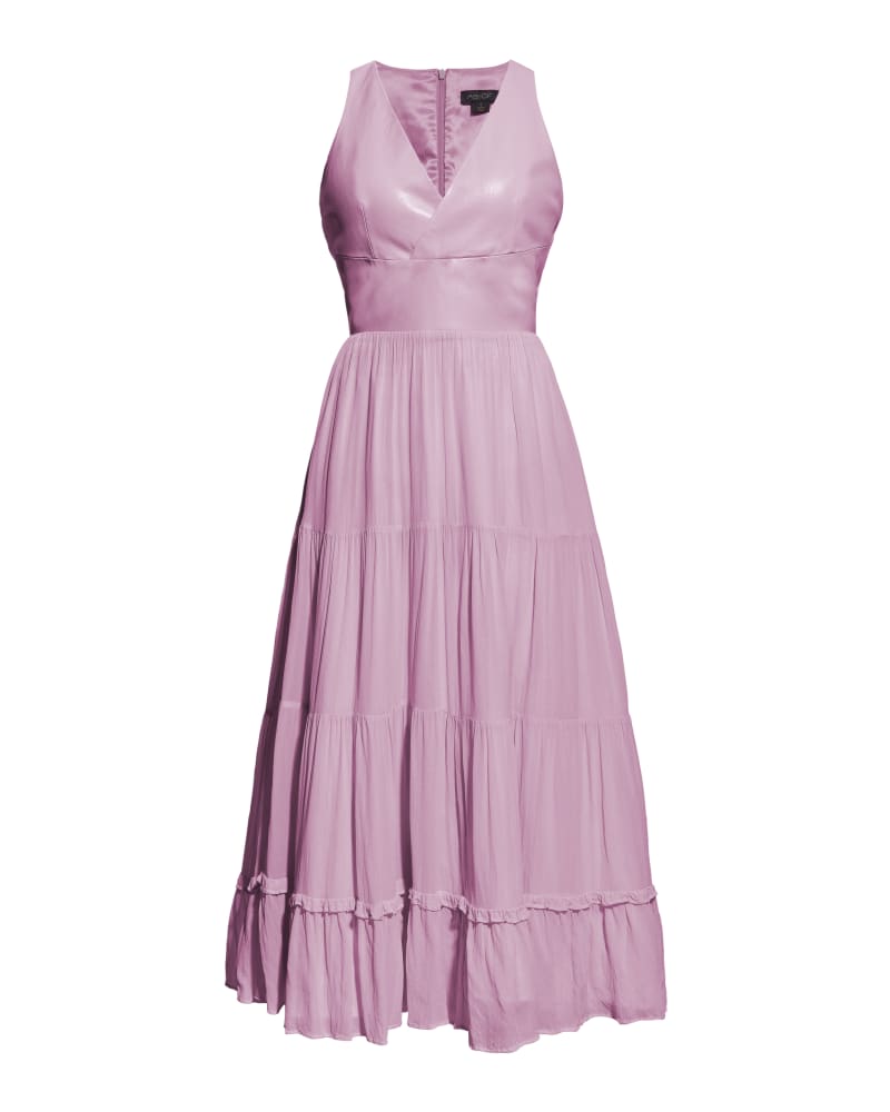 Front of a size 3XL Clementine Recycled Leather Dress in Paris Pink by AS by DF. | dia_product_style_image_id:258092